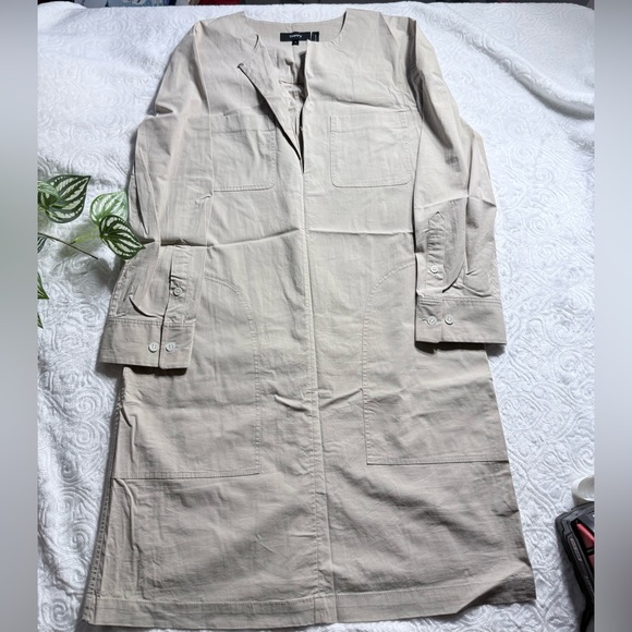 Theory Beige Utility Shirt Dress Size 0 Minimalist Pockets - Picture 8 of 8